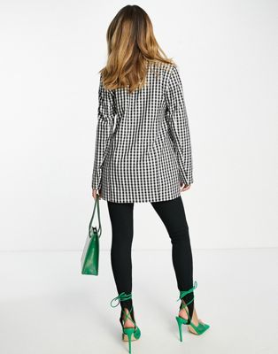 River Island gingham check blazer in black - part of a set