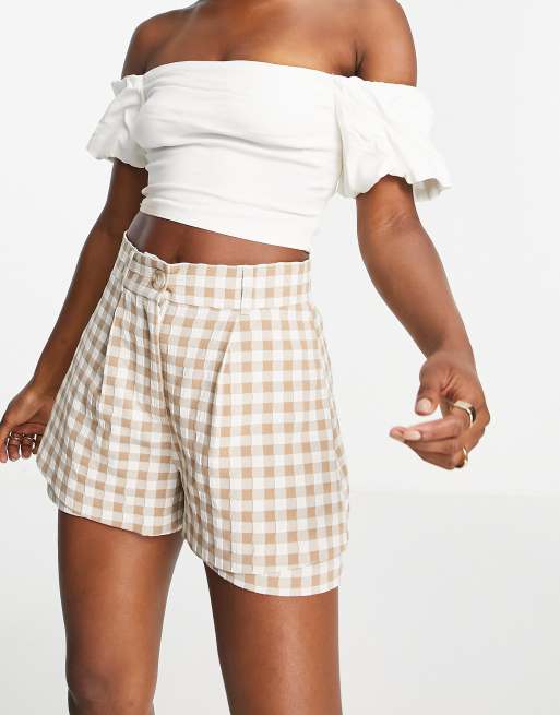 river island check shorts