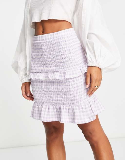 Checkered frill outlet skirt