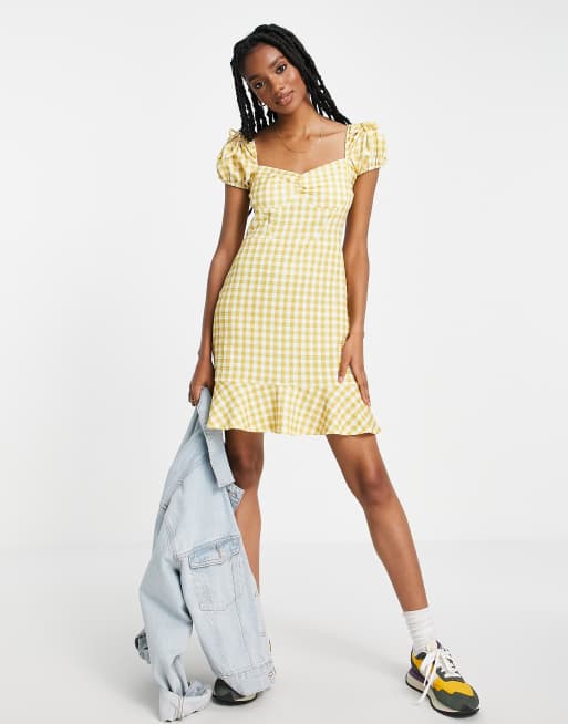 Yellow and white 2025 checkered dress