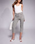 [River Island] River Island gingham denim capri pants in black 14 BLACK