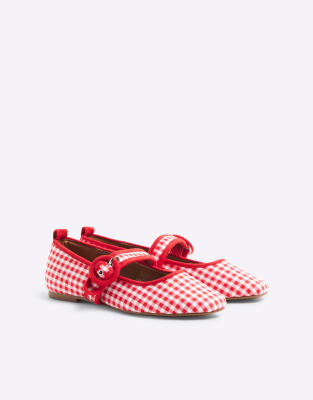 River Island gingham mary-jane ballet in red