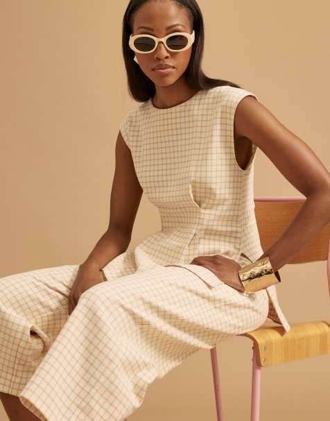 River Island gingham shell top in cream   - view 1