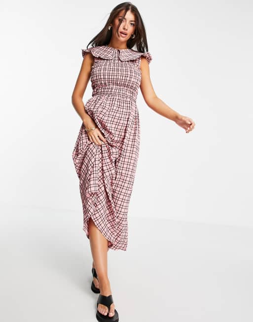 Asos pink gingham dress online