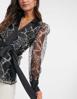 River Island giraffe print organza wrap 