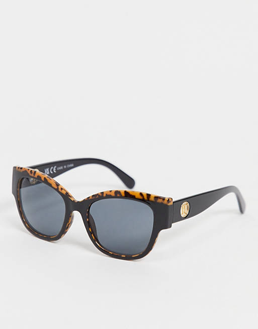 River Island glam sunglasses with leopard detail in black