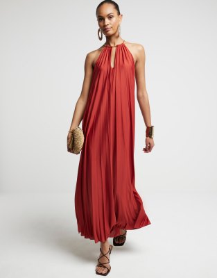 ClassicfuncenterShops | AMIRI SWIM SHORTS | River Island Gold hardware  halter neck maxi red dress in rust