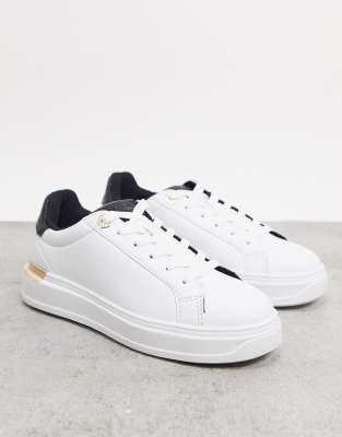 white trainers with gold trim