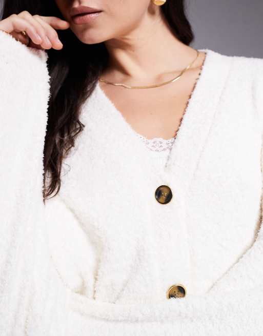 River Island – Gräddvit, mysig kofta, del av set, 2 av 4