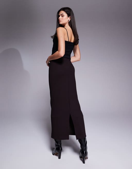 River Island – Gräddvit, stilren maxikjol i neopren, 2 av 5