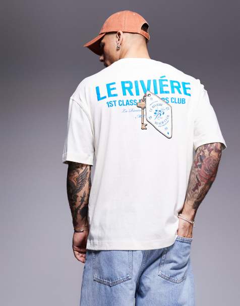 River Island – Gräddvit t-shirt i oversize med "Le Riviere"-tryck - view 1