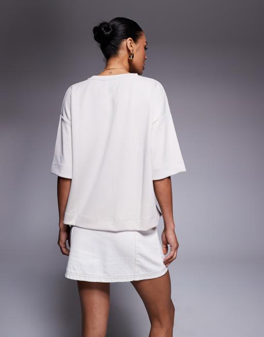 River Island – Gräddvit t-shirt med boxig oversize passform, 3 av 4
