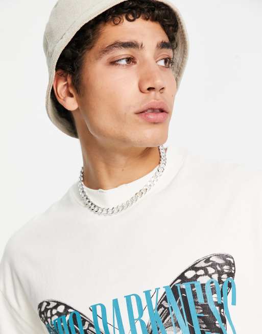 River Island – Gräddvit t-shirt med mal- och dödskalletryck, 2 av 4
