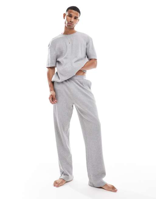 River Island – Gråmelerad pyjamas med våffeltextur