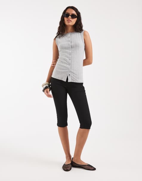 River Island - Gråmeleret tanktop med knapper - view 1