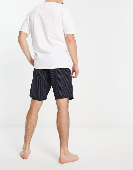 River Island – Granatowa piżama z szortami w prążki, 3 z 4