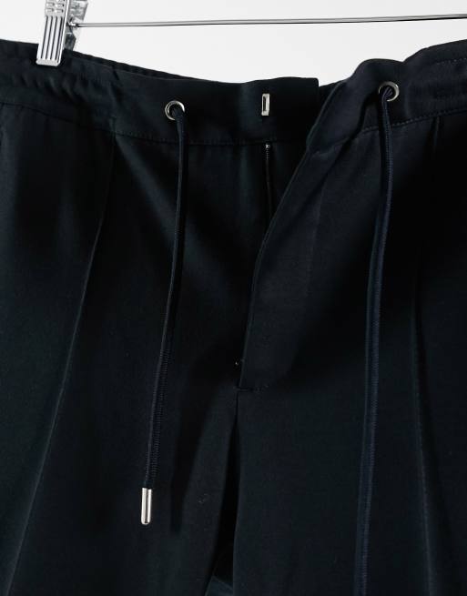 River Island – Granatowe eleganckie joggersy z paskami po bokach, 4 z 4