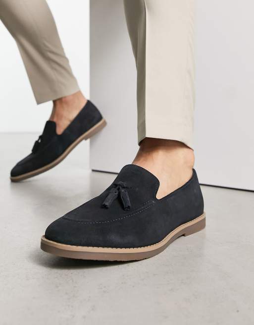 River Island – Granatowe loafersy z ozdobnym frędzlem
