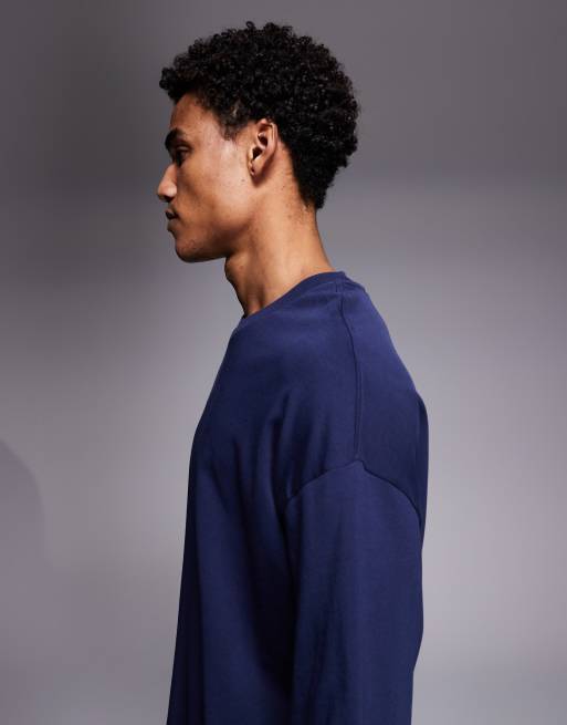 River Island – Granatowy T-shirt oversize o pudełkowym kroju, 4 z 5