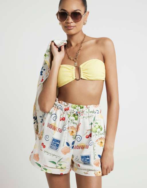 River Island Graphic print shorts in white