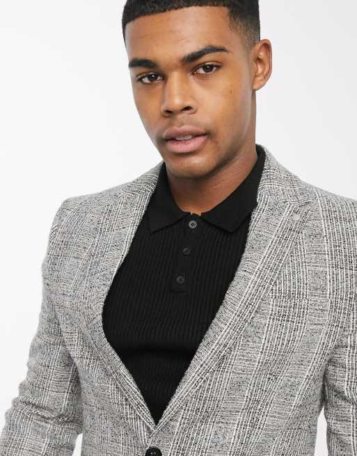 River Island - Gråternet skinny blazer, 3 af 4