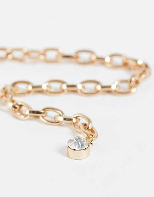 River Island greek key lariat necklace in gold tone, 2 of 4