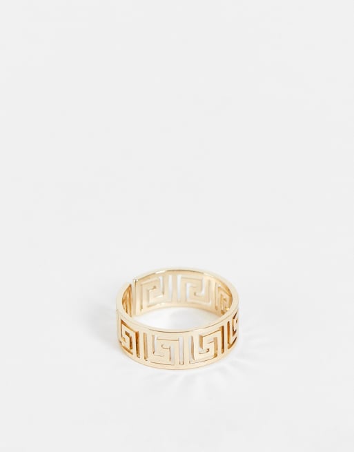 River Island greek key ring in gold tone