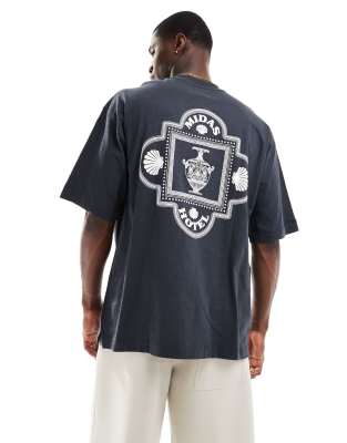 River Island Greek Midas Hotel T-shirt In Black