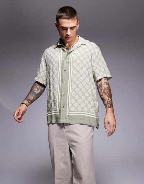River Island  Grøn skjorte med geometrisk print - view 1