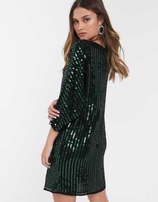 River Island u2013 Grön paljettklänning
