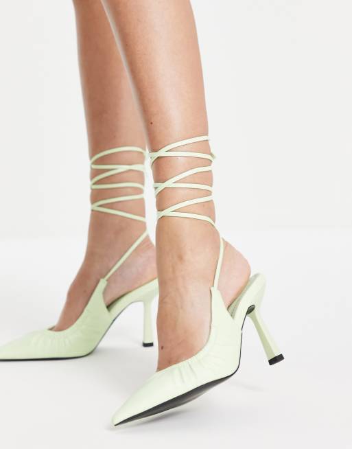 River Island – Grön pumps med knytning runt ankel