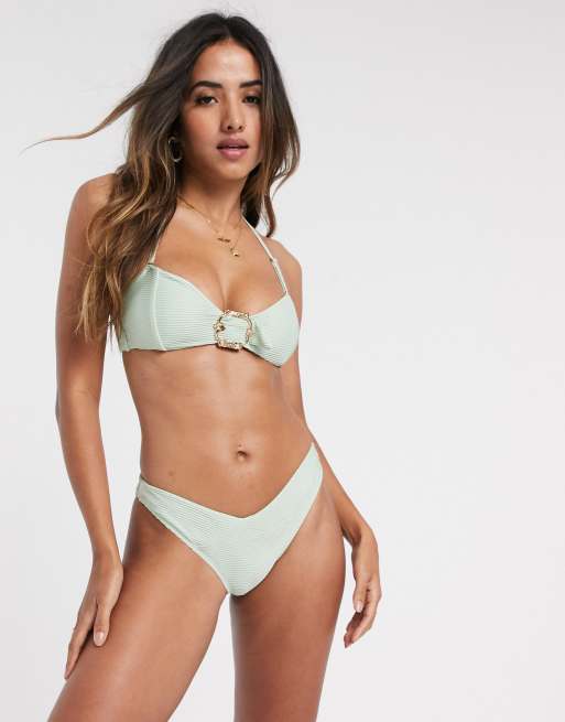 RIVER ISLAND – Grön, ribbad bikini, 2 av 3