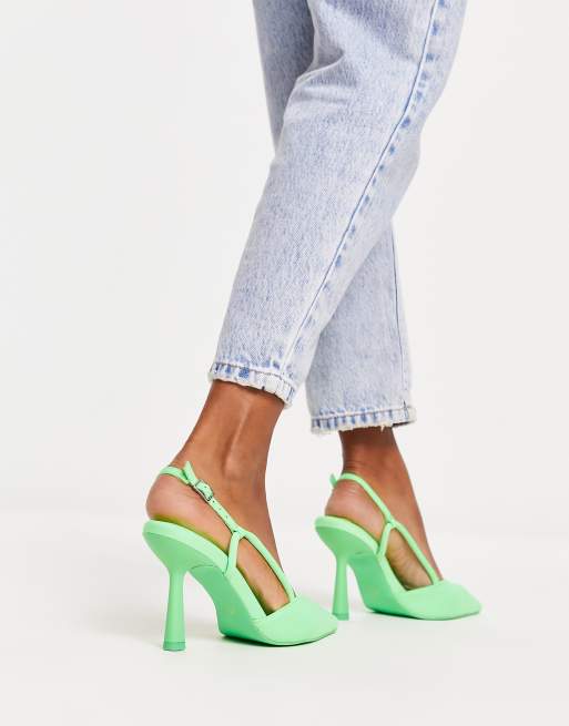 River Island – Gröna pumps med hälrem, 2 av 4