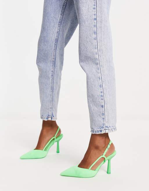 River Island – Gröna pumps med hälrem, 3 av 4