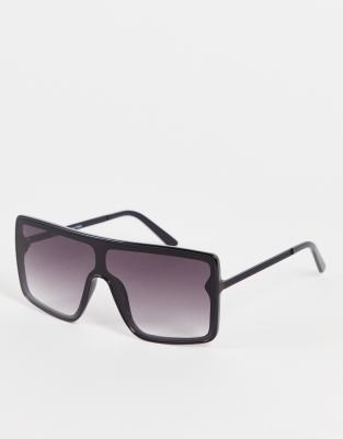 River Island - Grote zonnebril met zonneklep in zwart