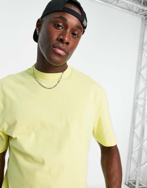 River Island - Gul regular-T-shirt med kantbånd i halsen