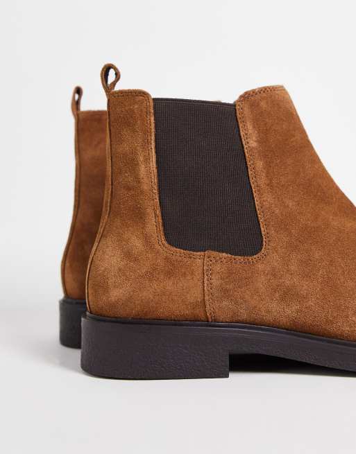 River Island gusset chelsea boots in brown