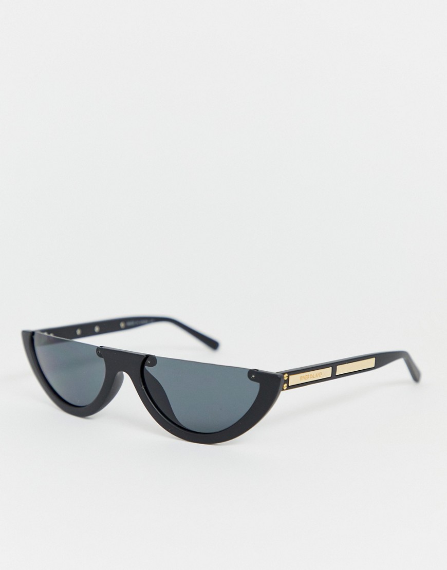 River Island half-moon cateye sunglasses in black