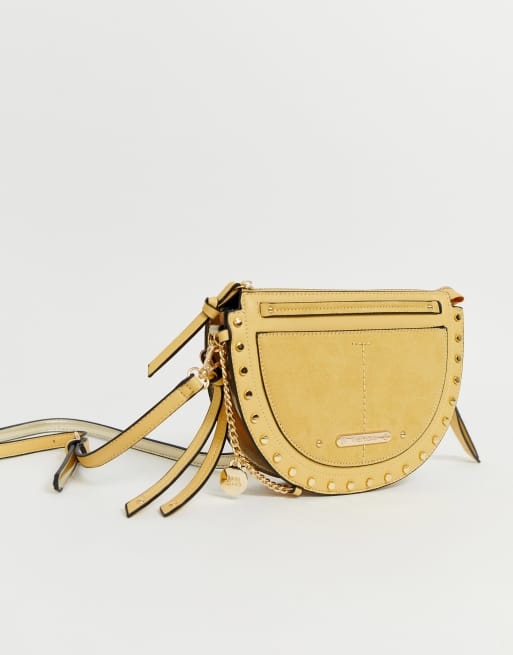 River Island half moon cross body bag in yellow