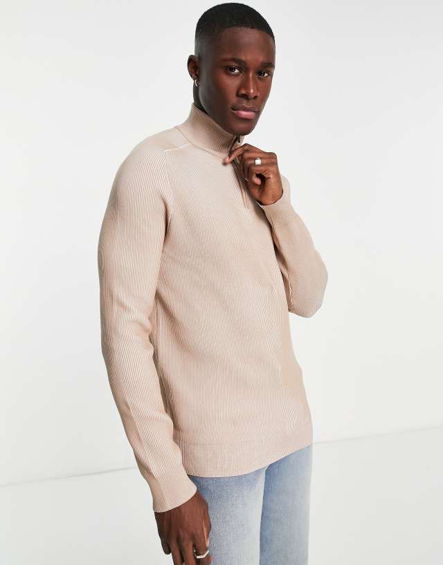 River Island - half zip funnel jumper in stone