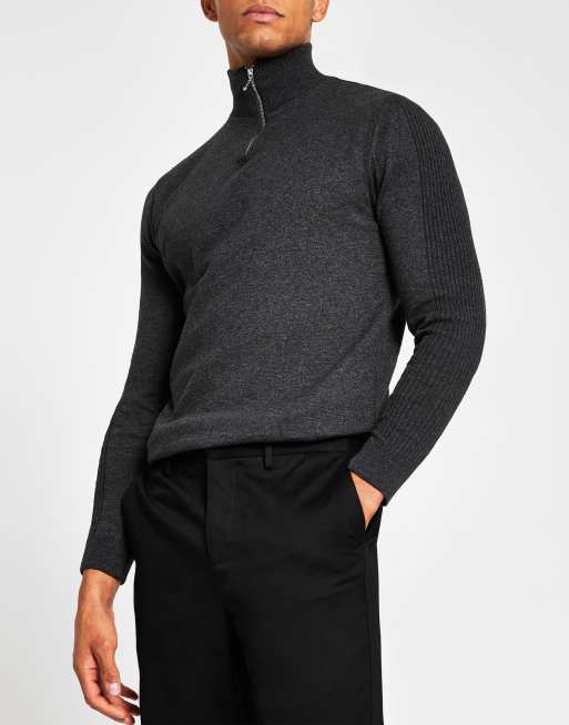 funnel neck half zip sweatshirt