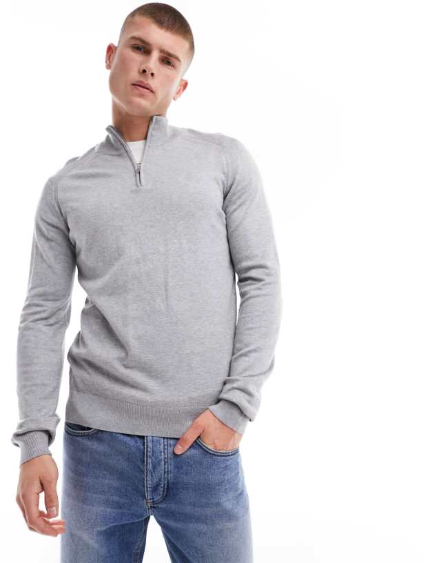 River Island - half zip jumper in grey