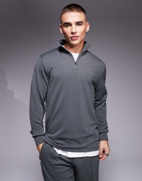 River Island half zip smart sweatshirt co-ord in grey - view 1
