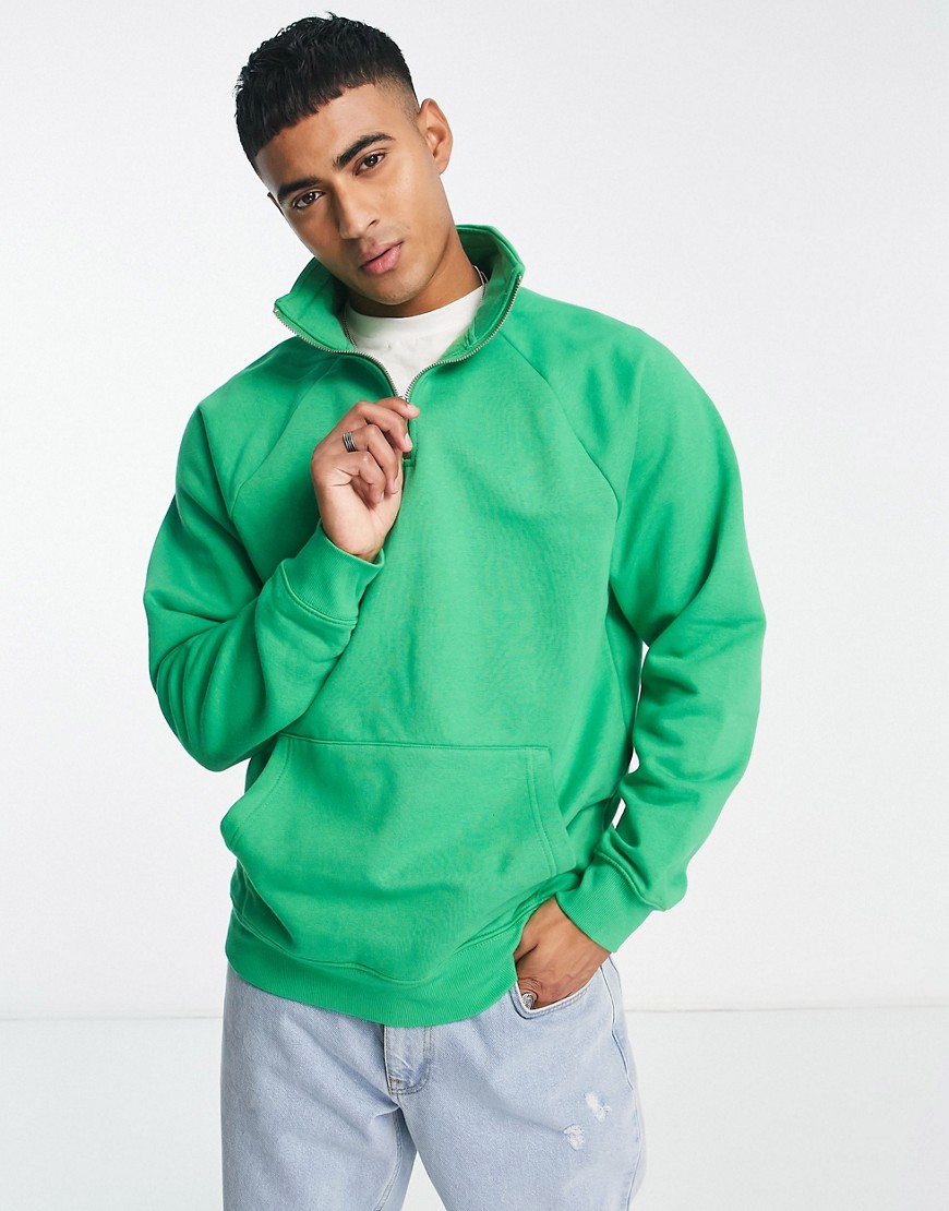 River Island half zip sweatshirt in bright green