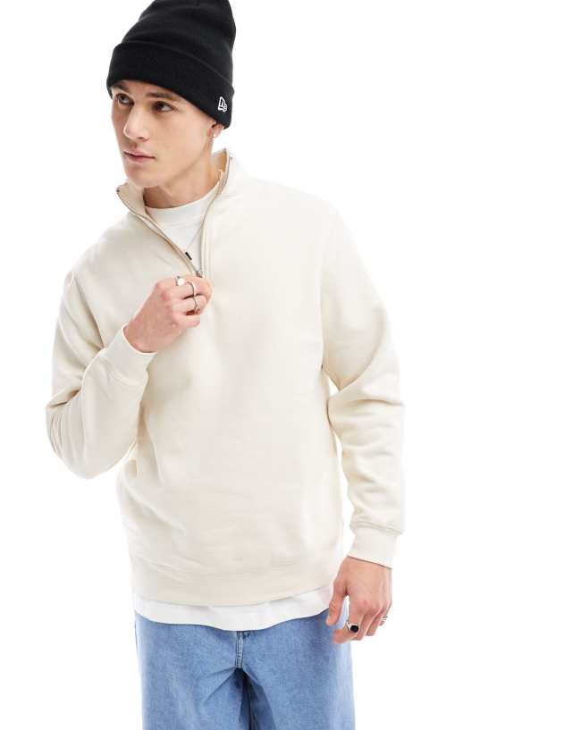 River Island - half zip sweatshirt in ecru