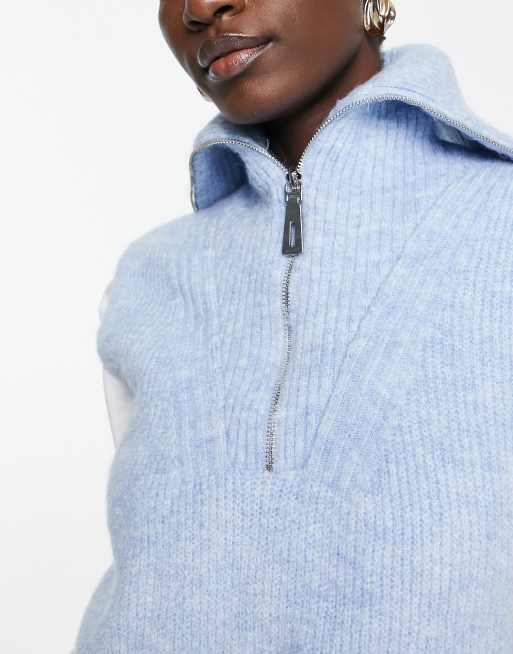 Light blue best sale half zip sweater