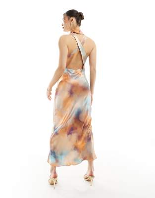 RIVER ISLAND HALTER COWL SLIP DRESS 