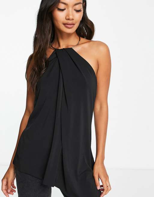 River island black store halter neck top