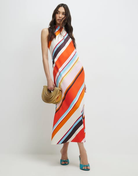 River Island Halter satin maxi dress in multi colour - view 1