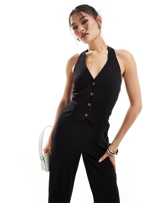 River Island halterneck jumpsuit in black ASOS